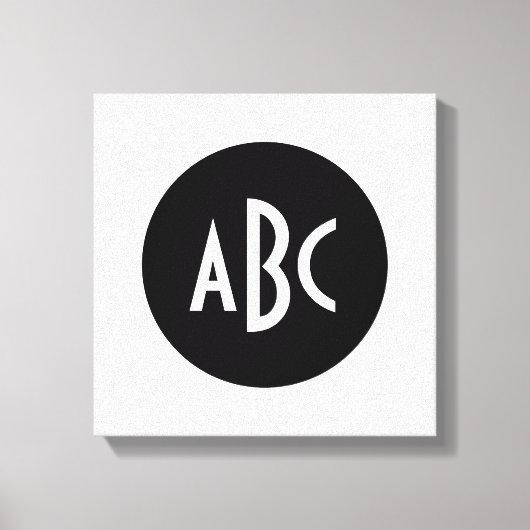 Monogram rond zwart en wit canvas afdruk (Voorkant)