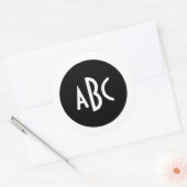 Monogram rond zwart en wit ronde sticker (Envelop)