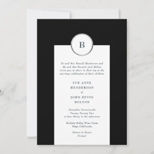 Monogram rond zwart en zilveren olie kaart