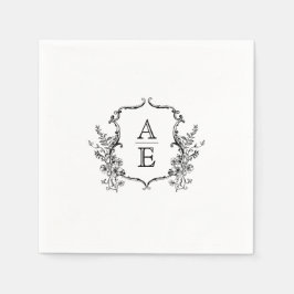 Monogram rond zwart-wit servet