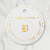 Monogram Ronde Aangepaste Adres Gift Tag (Voorkant)