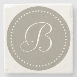 Monogram Ronde Aluminium/Witte Stip Rand Stenen Onderzetter