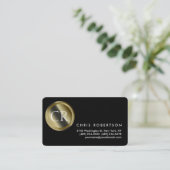 Monogram Ronde Corner Black White Visitekaartje (Staand voorkant)