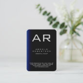 Monogram Ronde Corner Blue Black Visitekaartje (Staand voorkant)