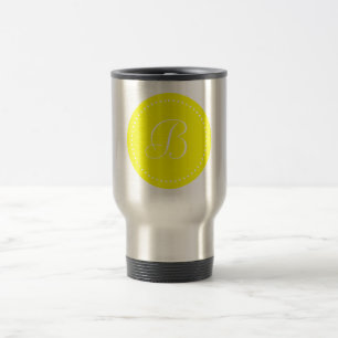 Monogram Ronde Geel/Wit Stip Reisbeker