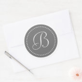 Monogram Ronde grijze/witte puntrand Sticker (Envelop)