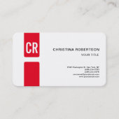 Monogram Ronde Hoek Rood Modern Visitekaartje (Voorkant)