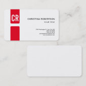 Monogram Ronde Hoek Rood Modern Visitekaartje (Voorkant / Achterkant)