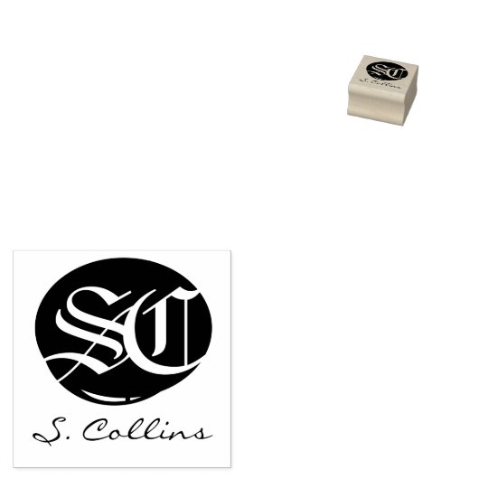  Monogram Ronde Logo en Handtekening Rubberstempel (Gestempeld)