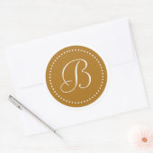 Monogram Ronde Mat Antiek Goud/Witte Puntgrens Sticker (Envelop)