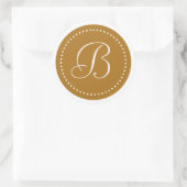 Monogram Ronde Mat Antique Goud/Witte Stip Rand Sticker (Tas)