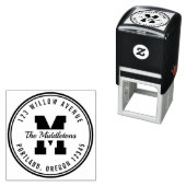 Monogram Ronde Rand Varsity Stijl Retouradres Zelfinktende Stempel (In situ)