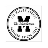 Monogram Ronde Rand Varsity Stijl Retouradres Zelfinktende Stempel (Design)