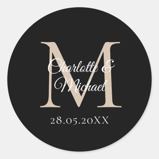 Monogram Ronde Sticker (Voorkant)