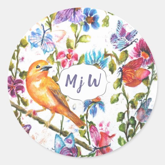 Monogram Ronde Sticker (Voorkant)