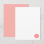 Monogram ronde zegel in koraal en roze notitiekaartje (Voorkant / Achterkant)
