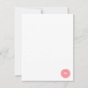Monogram ronde zegel in koraal en roze notitiekaartje