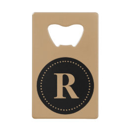 Monogram Ronde Zwart/Kameel Bruin, Stippelrand Creditkaart Flessenopener