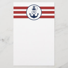 Monogram rood anker briefpapier