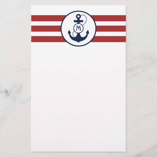 Monogram rood anker briefpapier (Voorkant)