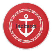 Monogram rood anker keramische knop (Voorkant)