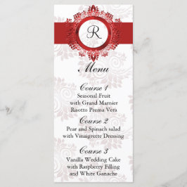 Monogram rood bruiloft menu