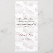 Monogram rood bruiloft menu (Achterkant)