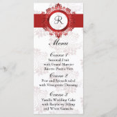 Monogram rood bruiloft menu (Voorkant)