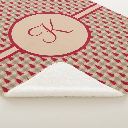 Monogram Rood Bruin Buffalo Pset Rustisch Land Sherpa Deken (3/4)