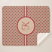 Monogram Rood Bruin Buffalo Pset Rustisch Land Sherpa Deken (Voorkant (horizontaal))