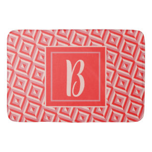 Monogram Rood Drietonig Diamantpatroon Badmat