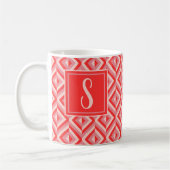 Monogram Rood Drietonig Diamantpatroon Koffiemok (Links)