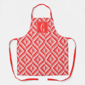 Monogram Rood Drietonig Diamantpatroon Schort (Voorkant)