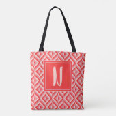 Monogram Rood Drietonig Diamantpatroon Tote Bag (Achterkant)