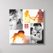 Monogram Rood Dubbel Geluk Foto Collage Canvas (Voorkant)