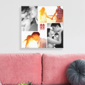 Monogram Rood Dubbel Geluk Foto Collage Canvas (Insitu (Woonkamer))