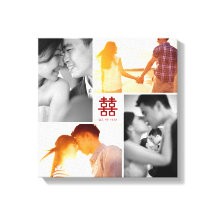 Monogram Rood Dubbel Geluk Foto Collage Canvas