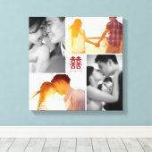 Monogram Rood Dubbel Geluk Foto Collage Canvas Afdruk (Insitu (Houten vloer))