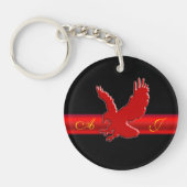Monogram Rood Eagle logo, rode metalen strook met  Sleutelhanger (Voorkant)