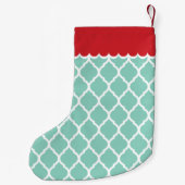 Monogram Rood en Aqua Moroccan Quatrefoil Kleine Kerstsok (Achterkant)