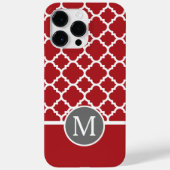Monogram rood en grijs Geometrisch Patroon Case-Mate iPhone Case (Achterkant)