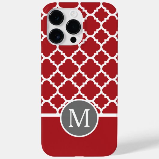 Monogram rood en grijs Geometrisch Patroon Case-Mate iPhone Case (Achterkant)