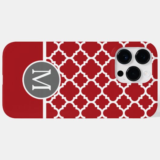 Monogram rood en grijs Geometrisch Patroon Case-Mate iPhone Case (Achterkant (horizontaal))