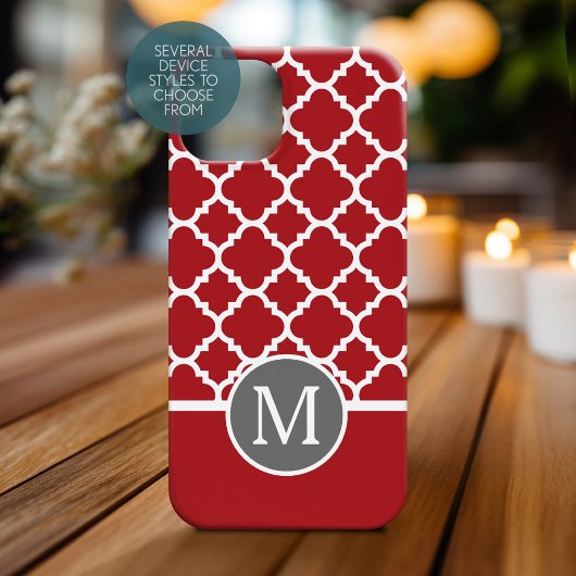 Monogram rood en grijs Geometrisch Patroon Case-Mate iPhone Case