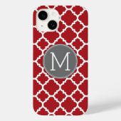 Monogram rood en grijs Geometrisch Patroon Case-Mate iPhone Case (Achterkant)