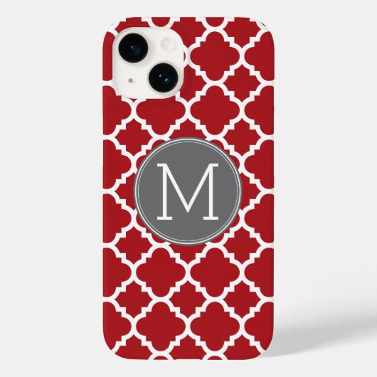Monogram rood en grijs Geometrisch Patroon Case-Mate iPhone Case (Achterkant)