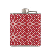 Monogram rood en grijs Geometrisch Patroon Heupfles (Achterkant)