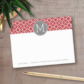 Monogram rood en grijs Geometrisch Patroon Post-it® Notes