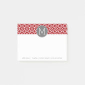 Monogram rood en grijs Geometrisch Patroon Post-it® Notes (Voorkant)