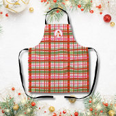 Monogram Rood en Groen Schots Kerst Tartan Schort